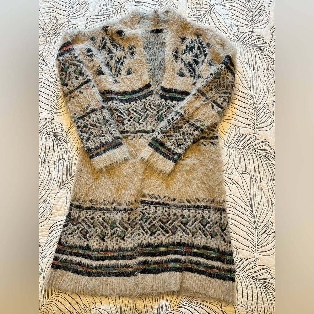 My Michelle Fuzzy Tribal Cardigan Sweater Coat